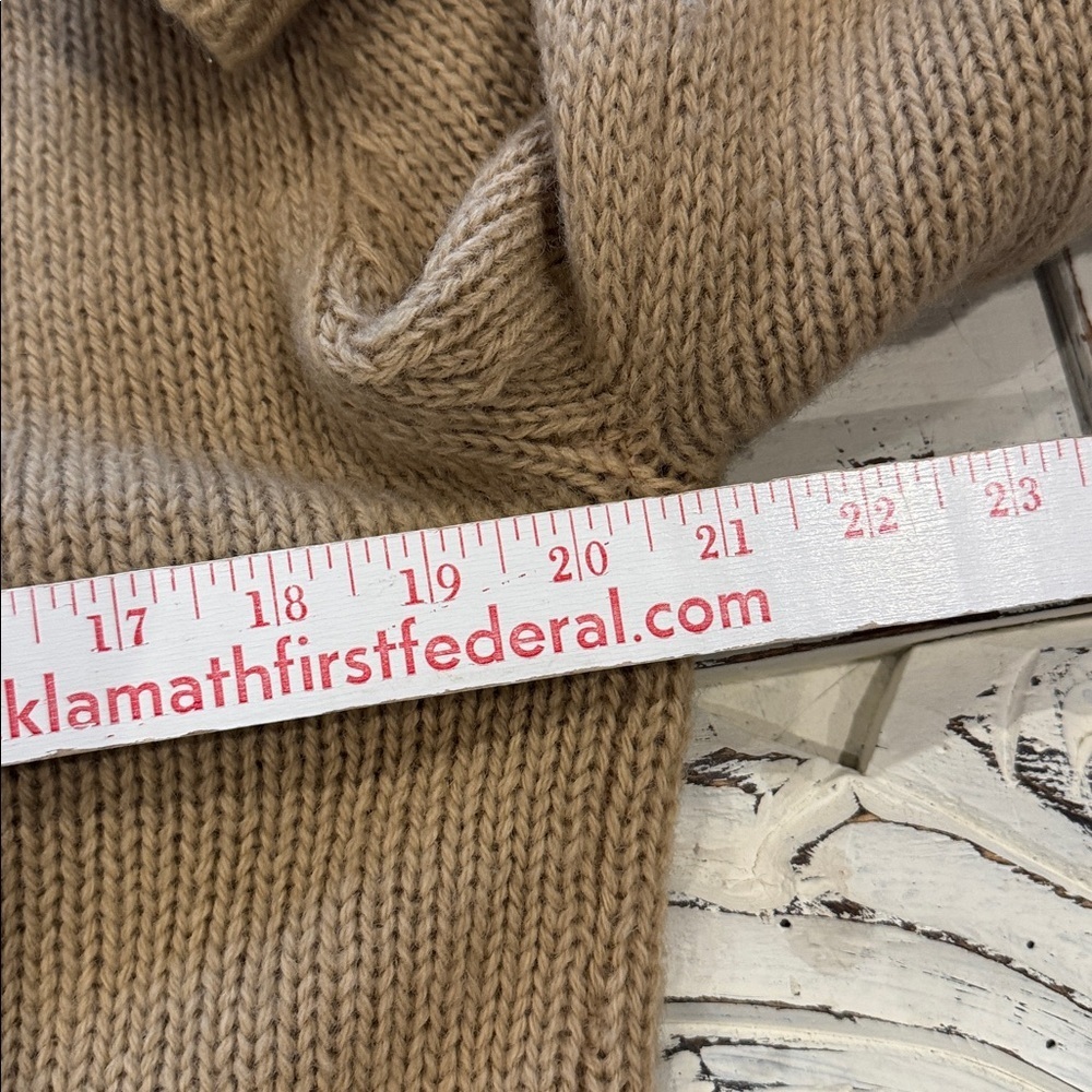 Relaxed Shawl Collar Cable Knit Sweater Cardigan - Beige - Picture 10 of 12